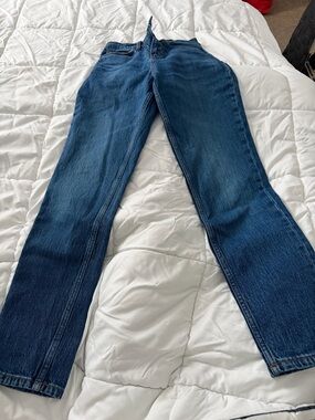 Mango Straight Leg Jeans in Dark Blue Denim
